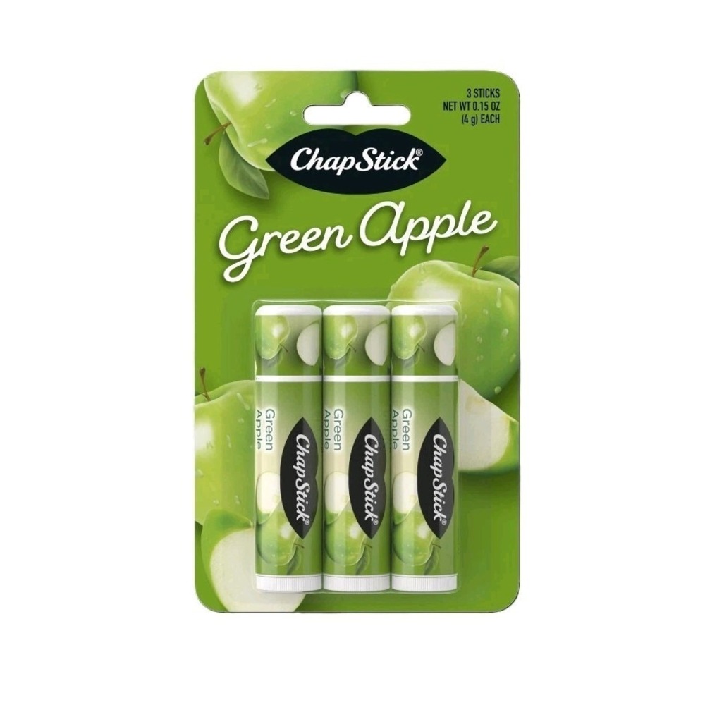 X3 Chapstick Green Apple Flavored Lip Balm 0.15 Oz Each